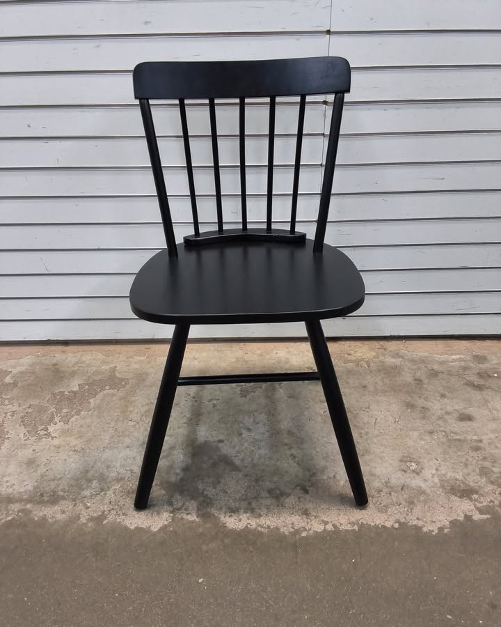 Farmhouse Dining Chair Spindle Back Armless Natural/Black Finish