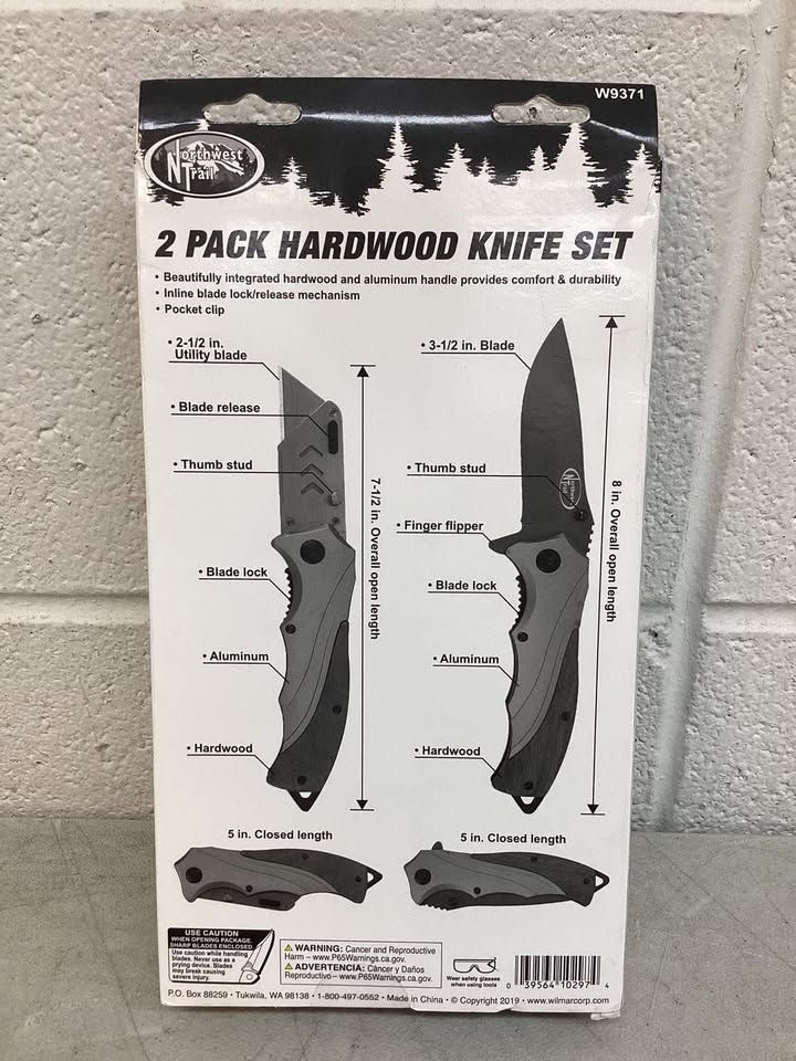 Performance Tool Northwest Trail 2-Piece Hardwood Handle Knife Set