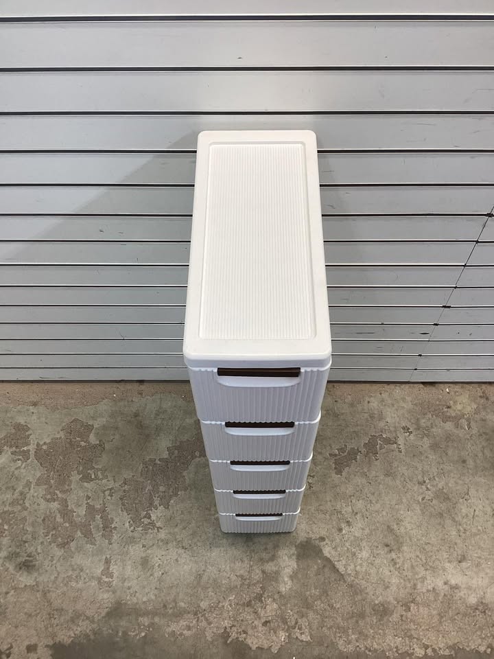 Drawer Rolling Organizer Unit Narrow Storage Cabinet with Built-In Wheels for Small Space