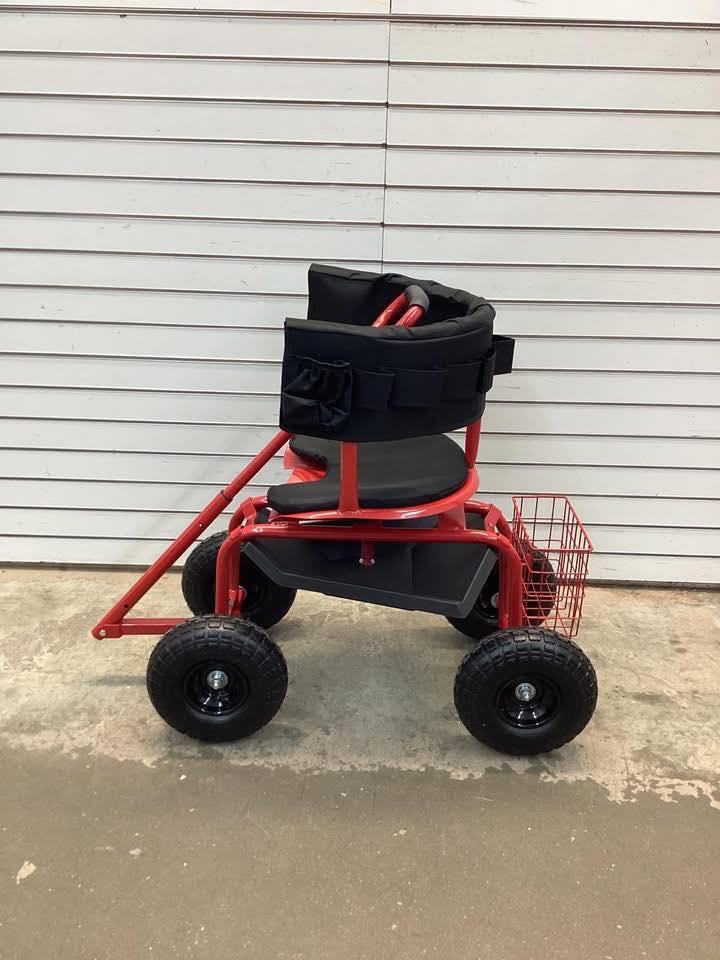 Costway Cushioned Rolling Garden Cart Scooter with Storage Basket and Tool Pouch