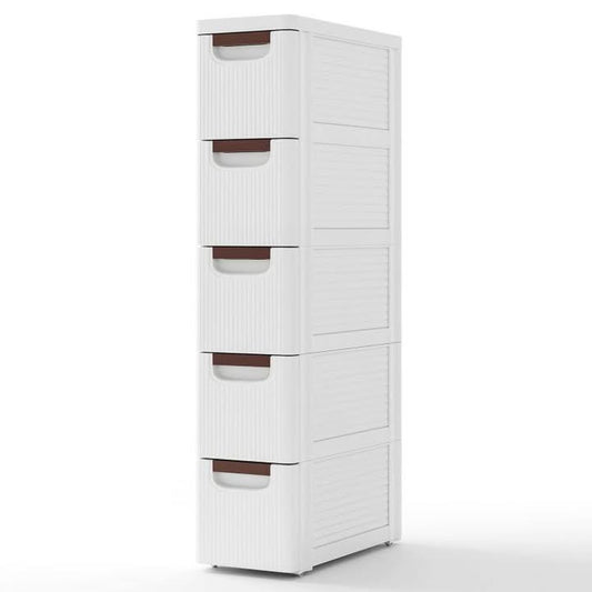 Drawer Rolling Organizer Unit Narrow Storage Cabinet with Built-In Wheels for Small Space