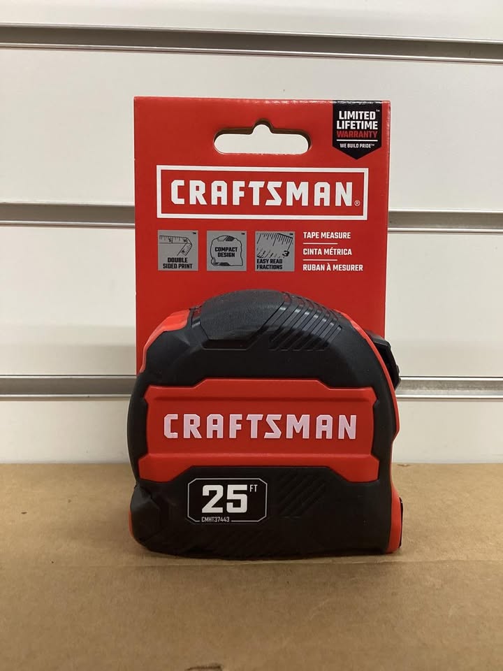 CRAFTSMAN Red Compact Easy Grip 25-ft Tape Measure