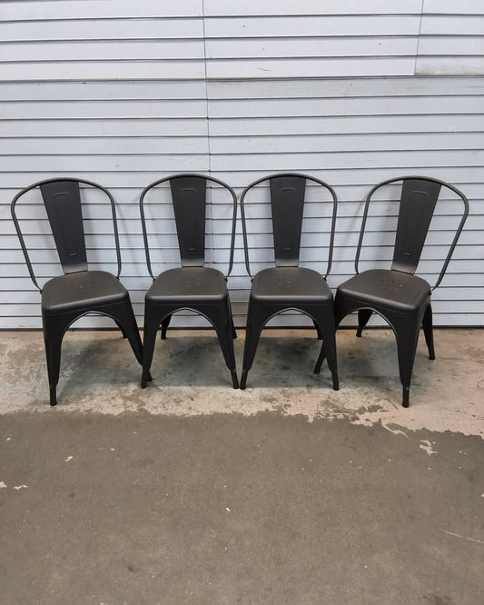 Stackable Metal Outdoor Dining Chair Bistro Chair, 4-Pack