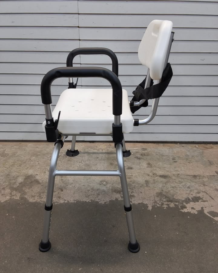 Shower Transfer Chair with Sliding Seat and Padded Armrests