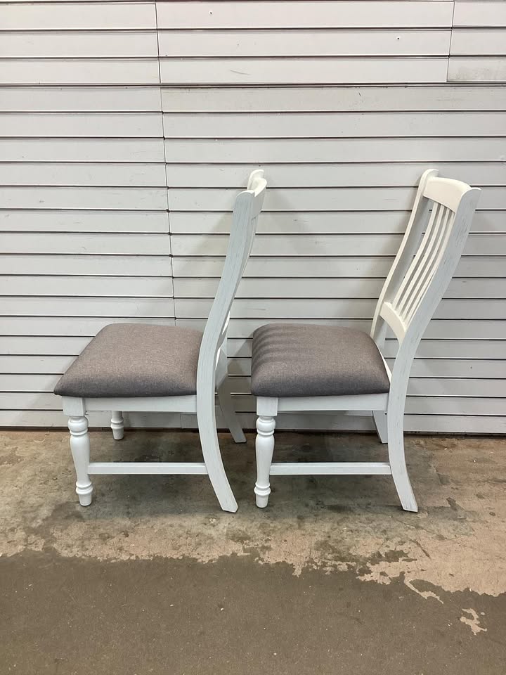 Costway Set of 2 Dining Chairs with Solid Wood Legs & Padded Seat Kitchen Side Chair White & Gray