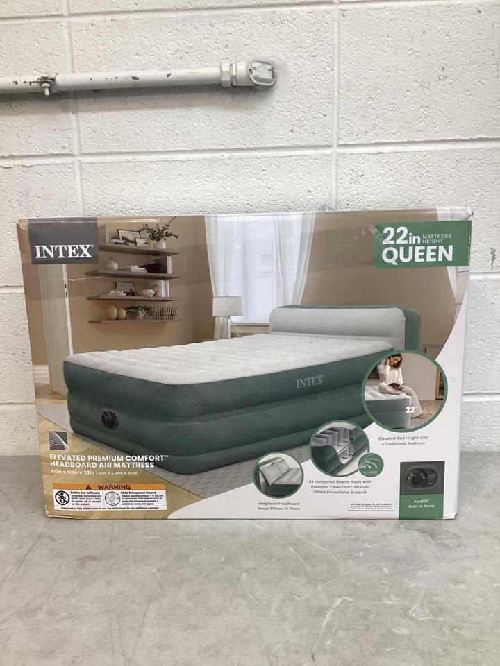 Intex 22" Queen Premium Comfort Air Mattress with Headboard