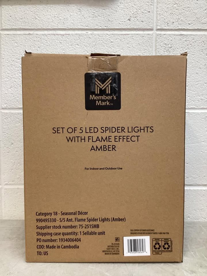 Members Mark Halloween Spider Flame Lights, Set of 5