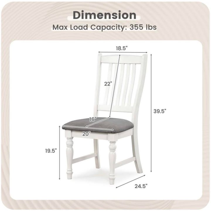 Costway Set of 2 Dining Chairs with Solid Wood Legs & Padded Seat Kitchen Side Chair White & Gray