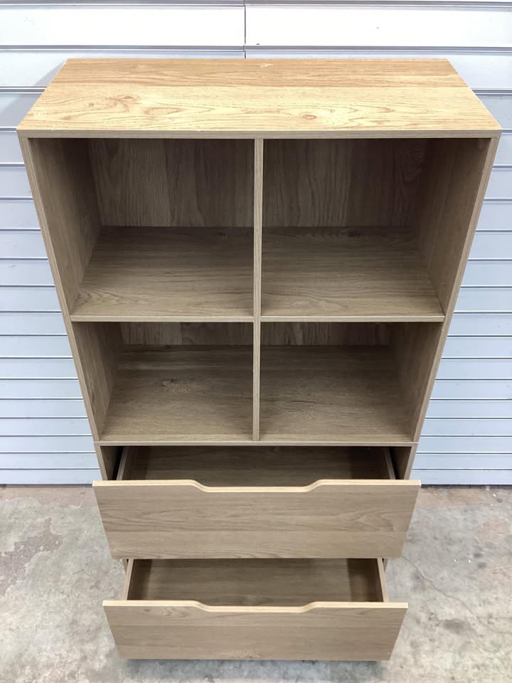 4-Cube Bookcase with 2 Drawers 51 inch 5-Tier Tall Freestanding Bookshelf