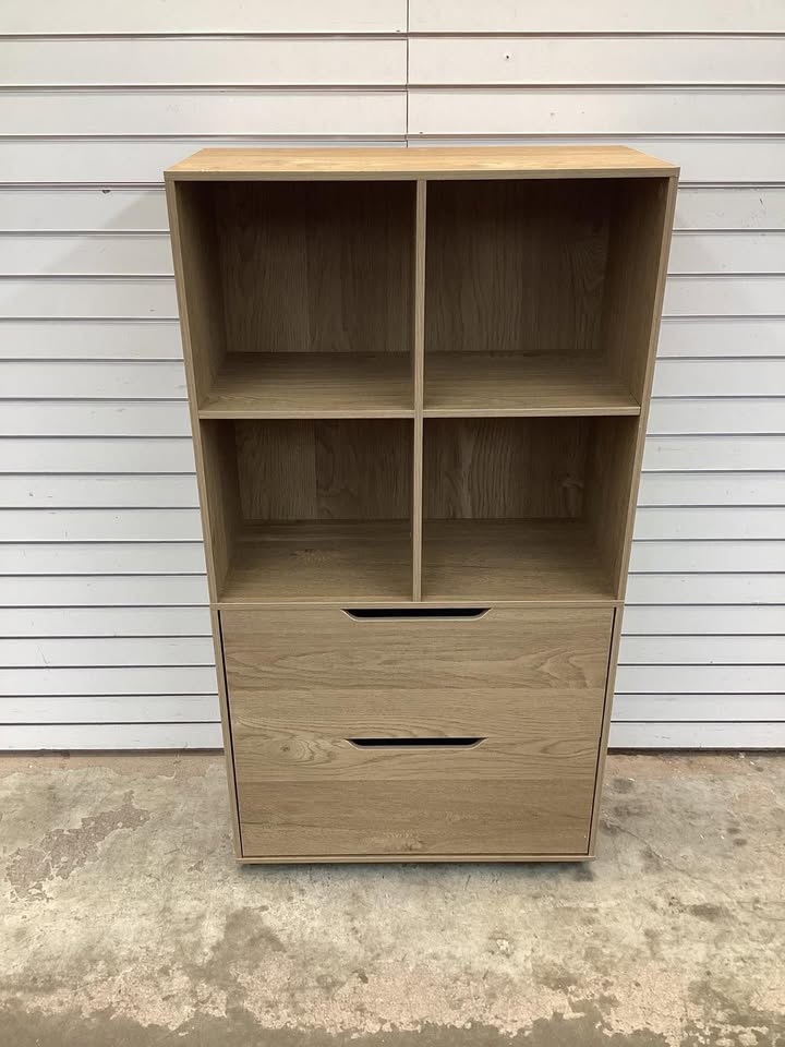 4-Cube Bookcase with 2 Drawers 51 inch 5-Tier Tall Freestanding Bookshelf