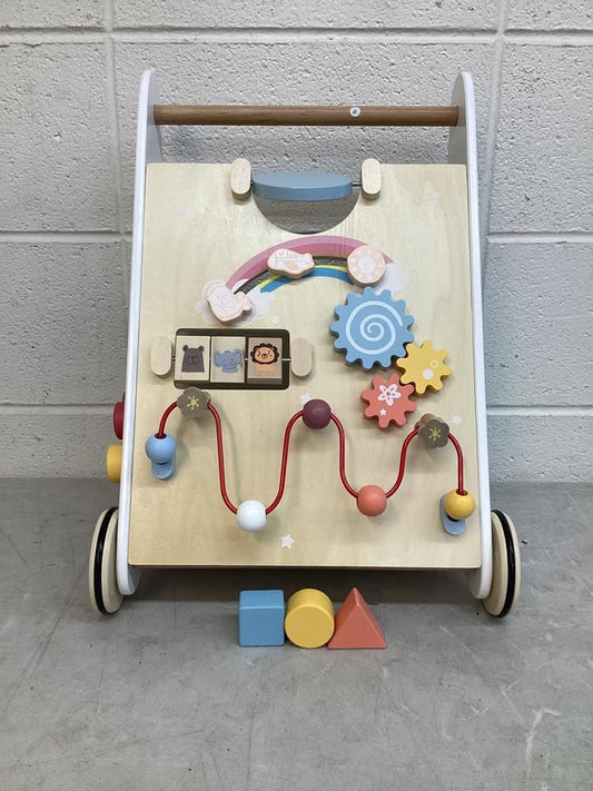 Wooden Baby Walker with Multiple Activities Center for Over 1 Year Old