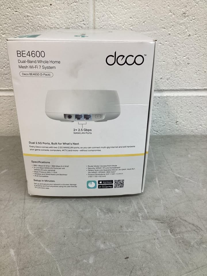 TP-Link Deco BE4600 Wi-Fi 7 Whole Home System, 3-Pack