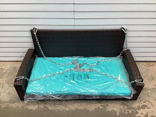 2-Person Wicker Hanging Porch Swing with Seat Cushion
