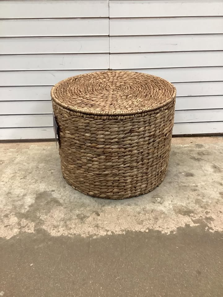 Best Choice Products Large Round Storage Ottoman W/ Lid, Handwoven Water Hyacinth Footstool
