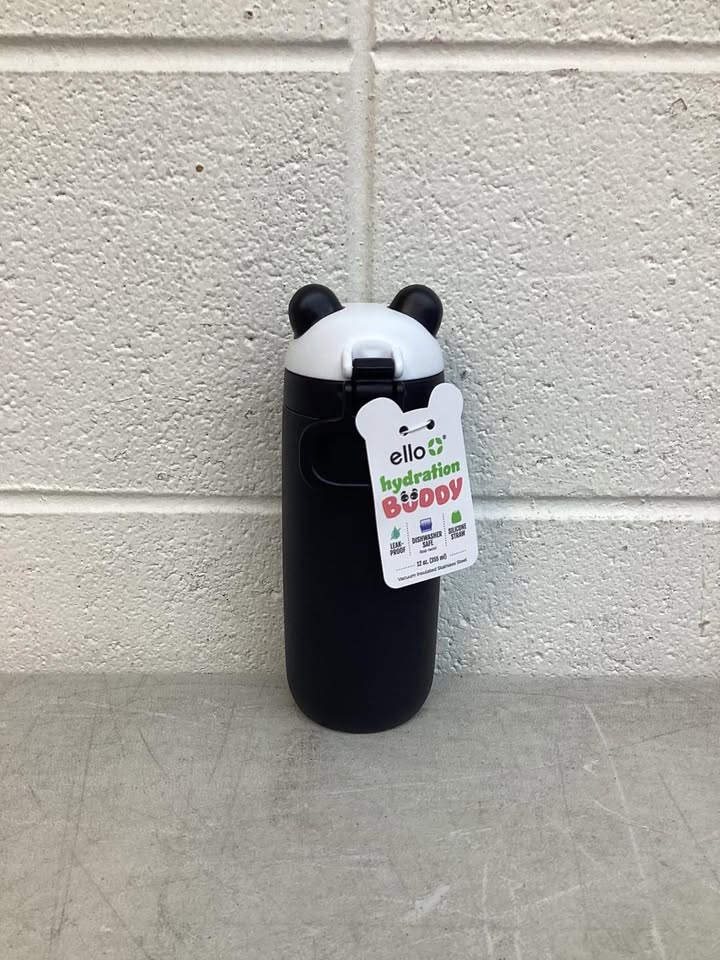 Ello Ellies 12oz Kids Stainless Steel Vacuum Insulated Water Bottle with Straw & Leak-Proof Lid - Panda