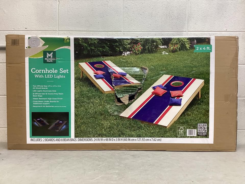 Member's Mark Official Size 2' x 4' Cornhole Board Set with LED Lights