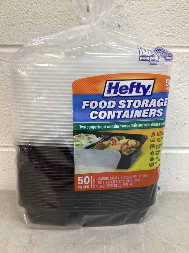 Hefty Food Storage Containers Two Compartment with Lids 32 fl. oz., 50 pcs