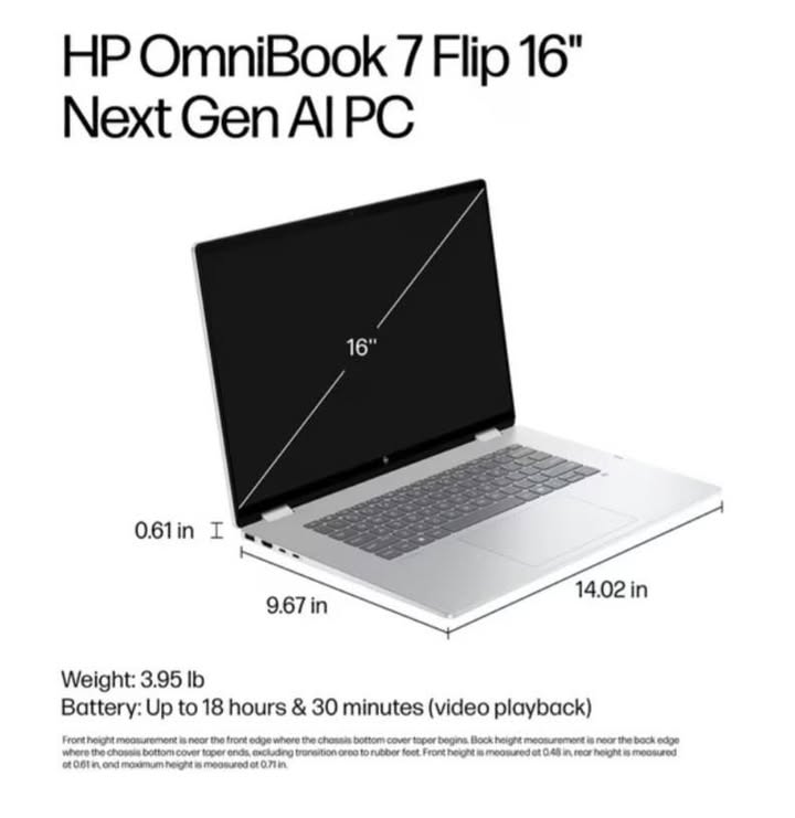 HP 16" 3K Touchscreen OmniBook 7 Flip 2-in-1 Next Gen AI Copilot+ PC | Intel Evo Ultra 7 | 16GB RAM | 512GB SSD
