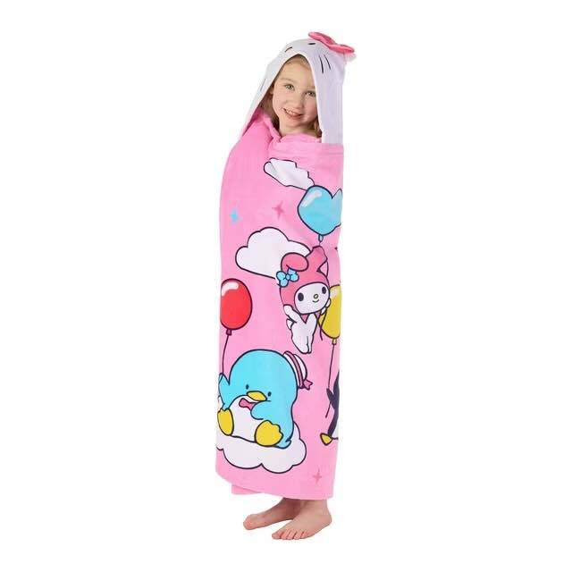 Kids Hello Kitty 100% Cotton Hooded Towel With Hand Pockets