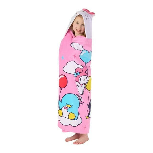 Kids Hello Kitty 100% Cotton Hooded Towel With Hand Pockets