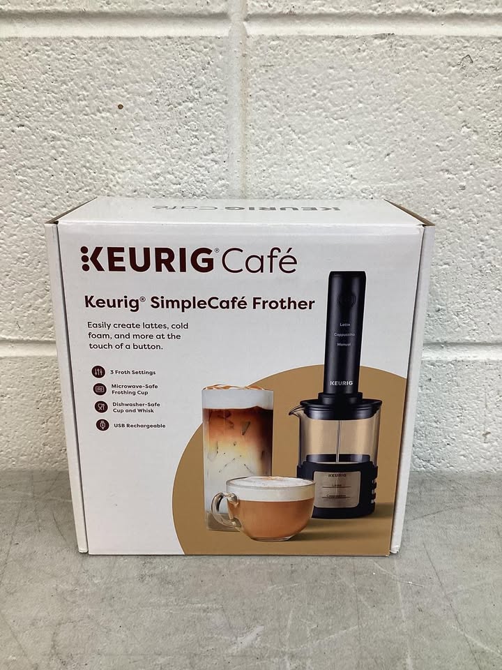 Keurig SimpleCafe Frother, Rechargeable Handheld Milk Frother Black: No Filter Needed, 12 oz Capacity