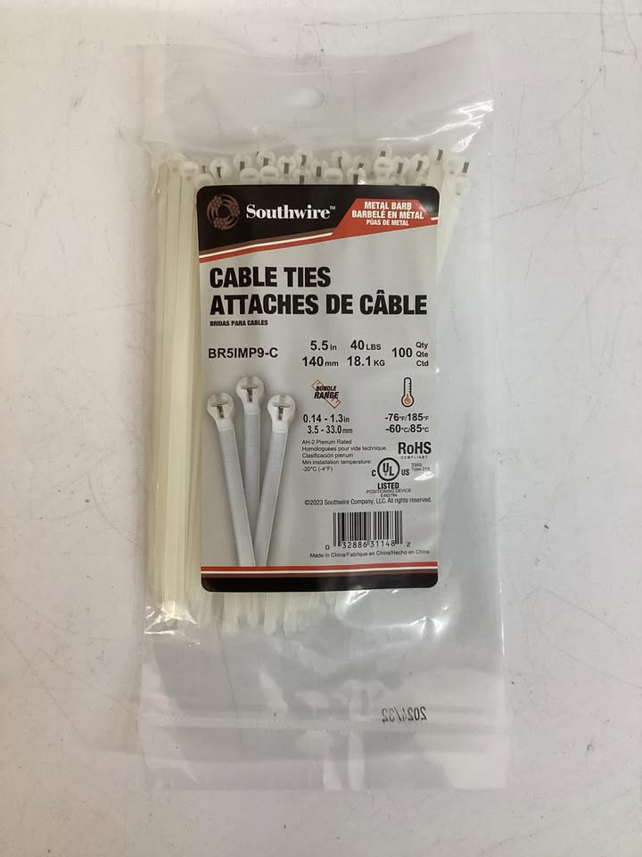 Southwire 5.5” Cable Ties With Metal Barb, 100ct
