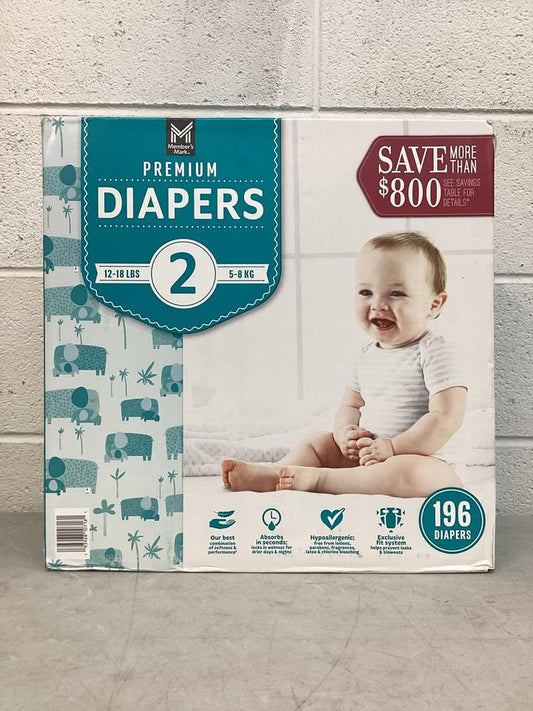 Member's Mark Premium Baby Diapers, Size 2, 196 ct.