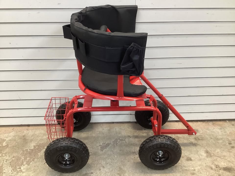 Costway Cushioned Rolling Garden Cart Scooter with Storage Basket and Tool Pouch