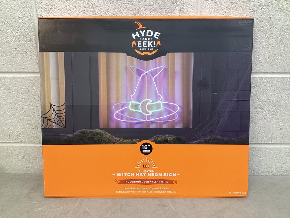 Hyde And Eek! Boutique LED Animated Witch At Neon Sign