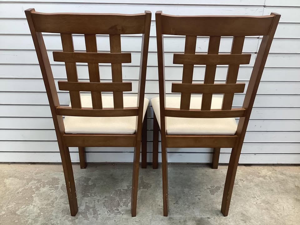 Set of 2 Wood Kitchen Chairs with Faux Leather Upholstered Seat