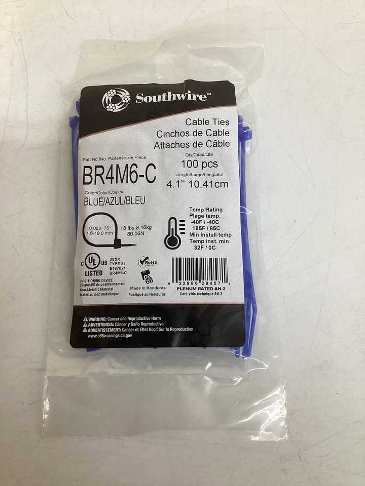 Southwire 4.1” Blue Cable Ties, 100 ct.