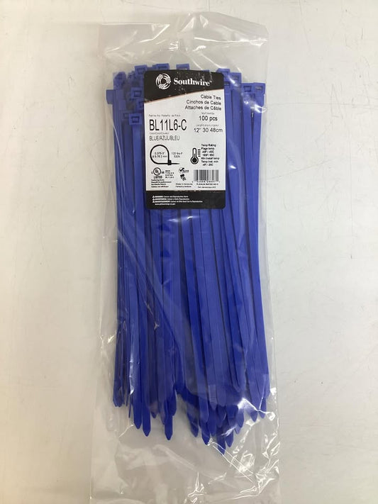 Southwire 12” Blue Cable Ties, 100 ct.