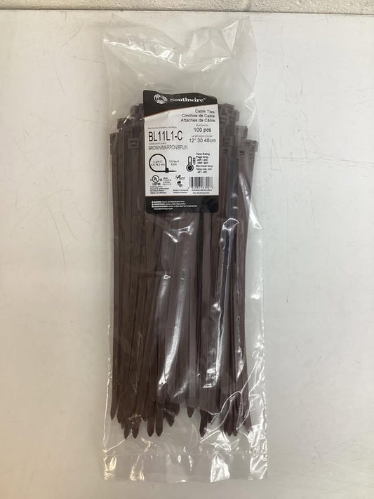 Southwire 12” Brown Cable Ties, 100 ct.