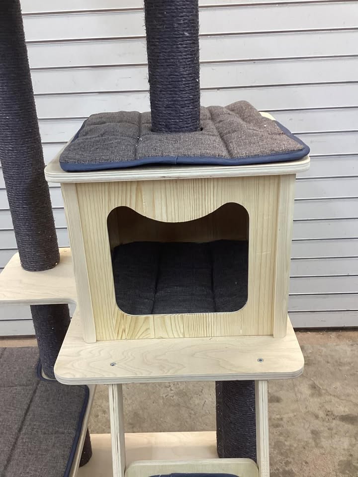Costway 5-Tier Modern Wood Cat Tower with Washable Cushions