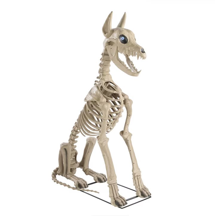 Home Accents Holiday 5 ft. Grave & Bones Skelly's Sitting Dog with LifeEyes LCD Eyes