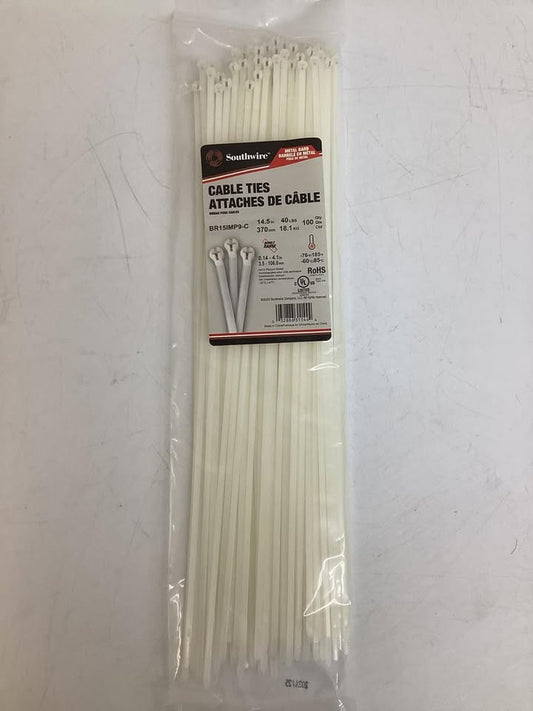 Southwire 14.5” Cable Ties With Metal Barbs, 100ct