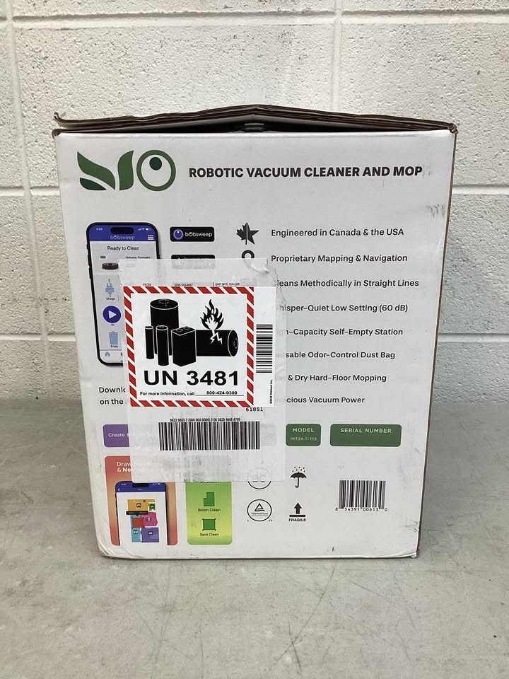 Lightly Used bObsweep Bio Self-Emptying Robot Vacuum & Mop with 100-Day Dock, and Activated Bio-Based Plastic Charcoal Odor Filtration