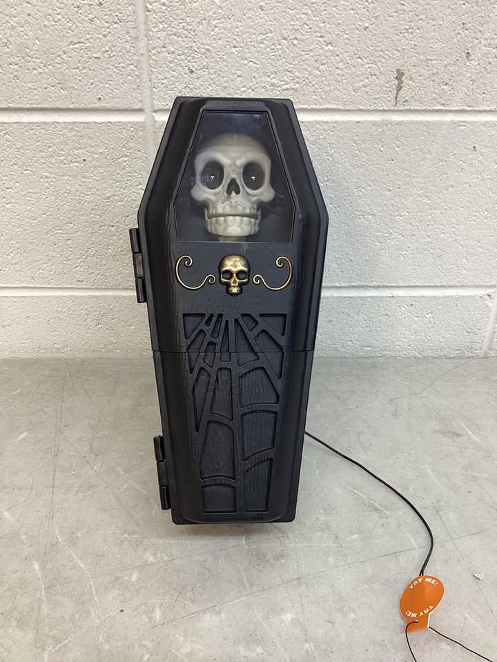 5" Light and Sound Skeleton in Coffin Halloween Decorative Prop Black - Hyde and EEK! Boutique