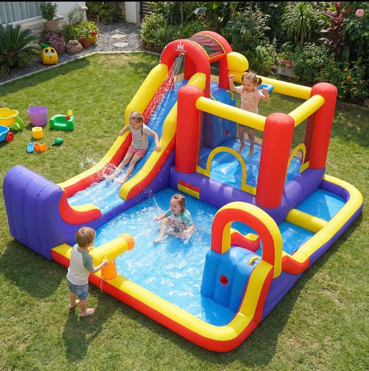 7-in-1 Outdoor Bounce House with Dual Slides