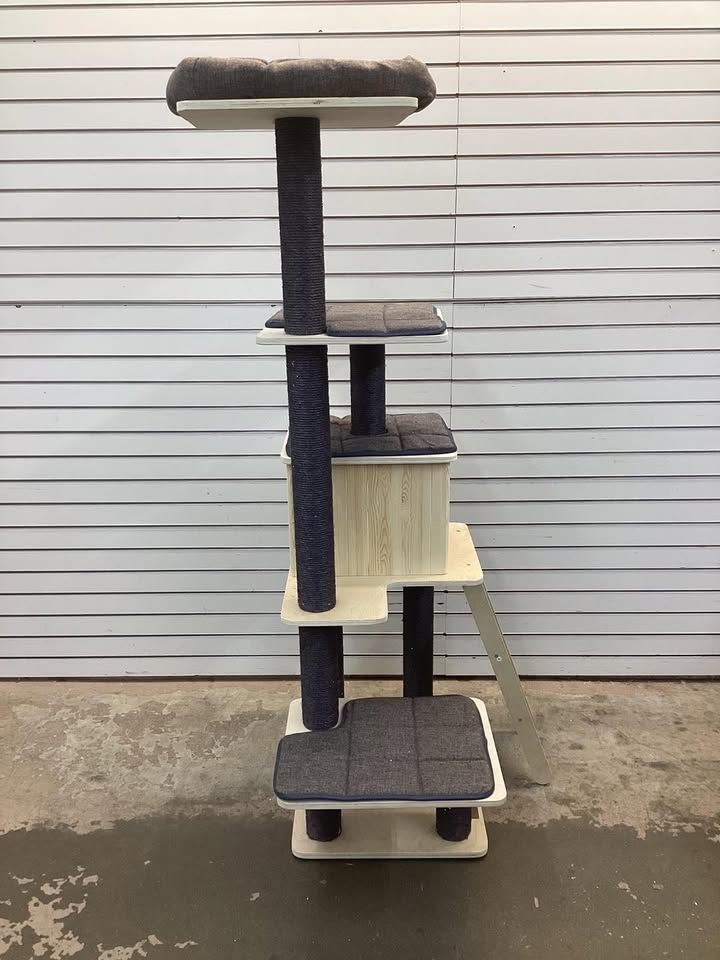 Costway 5-Tier Modern Wood Cat Tower with Washable Cushions