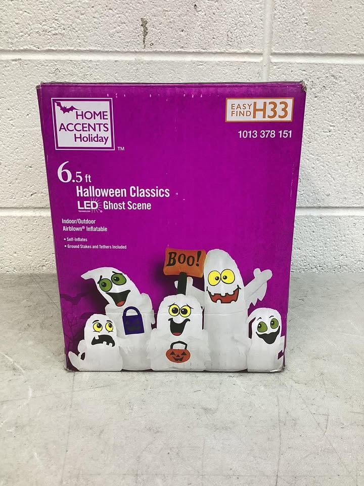 Halloween Home Accents Holiday 6.5 ft LED Lighted Inflatable Ghosts Scene