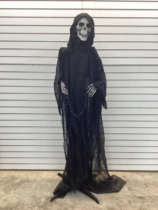 63 in. Talking Skeleton Reaper with Moving Mouth for Indoor or Outdoor Halloween Decoration, Battery-Operated, Thanatos