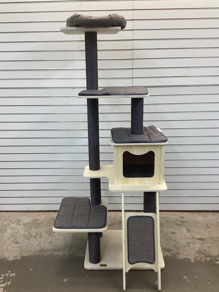 Costway 5-Tier Modern Wood Cat Tower with Washable Cushions