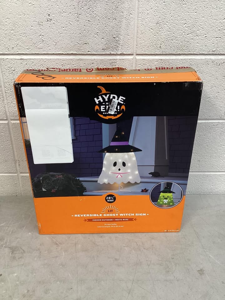 Hyde and Eek 28.5” Reversible Ghost Witch Sign