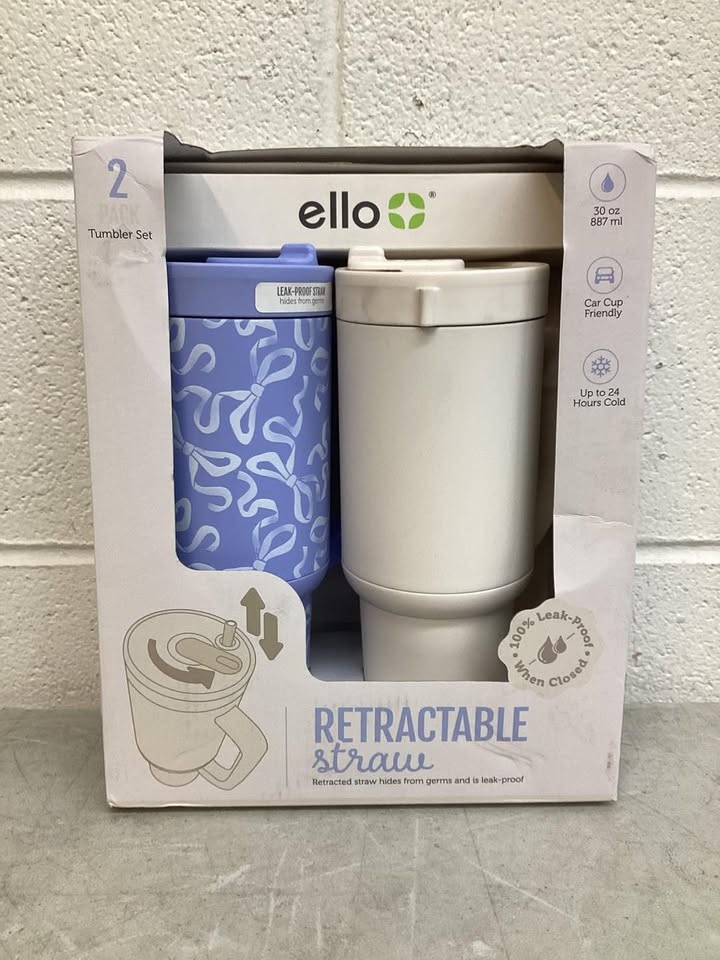 Ello Oasis 30oz Stainless Steel Tumbler with Handle, 100% Leakproof, 2-Pack