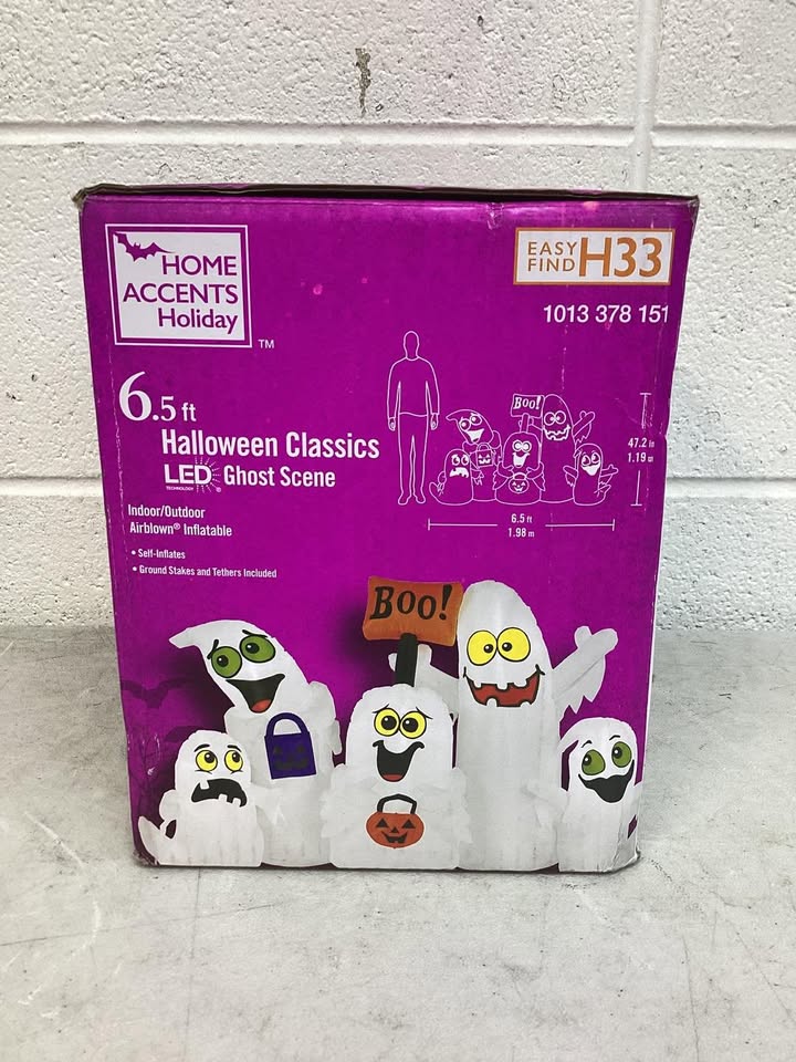 Halloween Home Accents Holiday 6.5 ft LED Lighted Inflatable Ghosts Scene