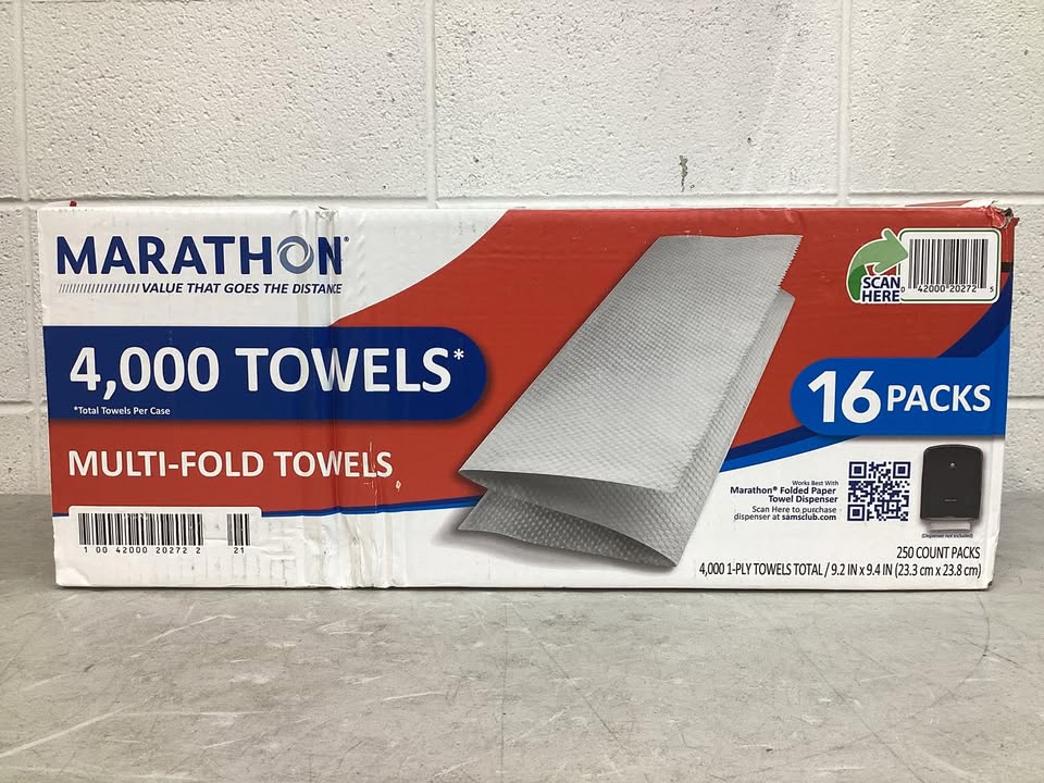 Marathon Multifold 1-Ply White Paper Towels 16 pks., 250 towels/pk