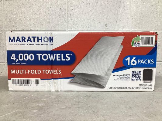 Marathon Multifold 1-Ply White Paper Towels 16 pks., 250 towels/pk