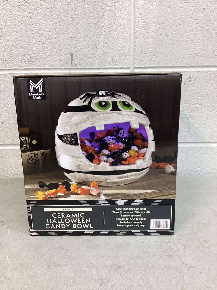 Member's Mark Pre-Lit Ceramic Mummy Halloween Candy Bowl