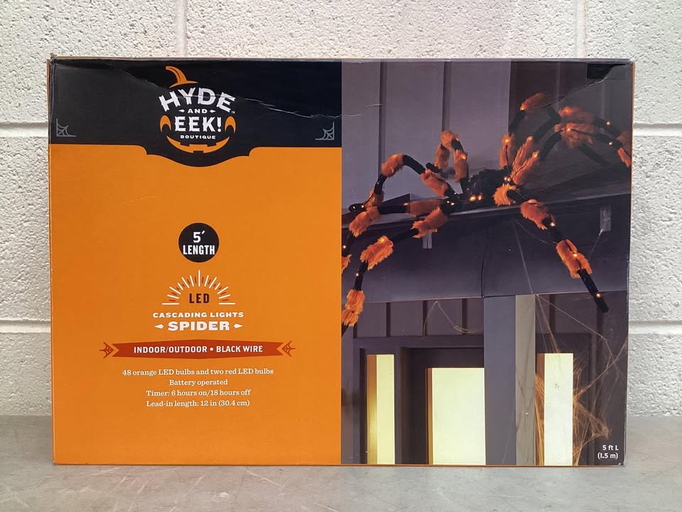 Halloween LED 5' W Posable Orange/Black Spider with Red Eyes - Hyde and EEK! Boutique